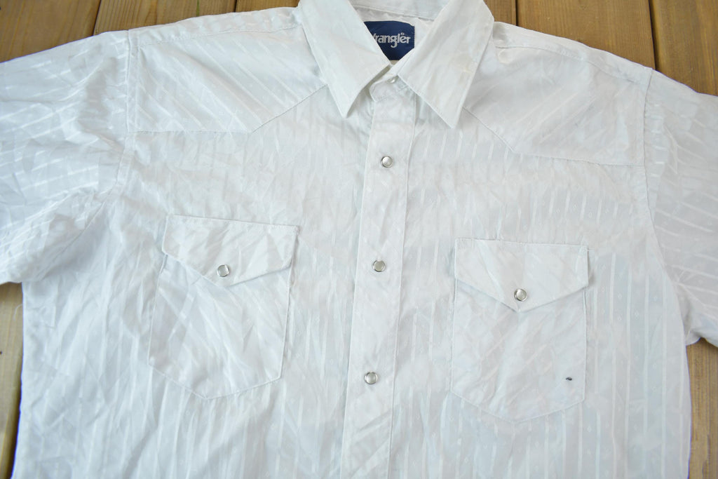Vintage 1990s Wrangler Western Shirts Pearl Snap Button Up Rodeo Shirt Size L