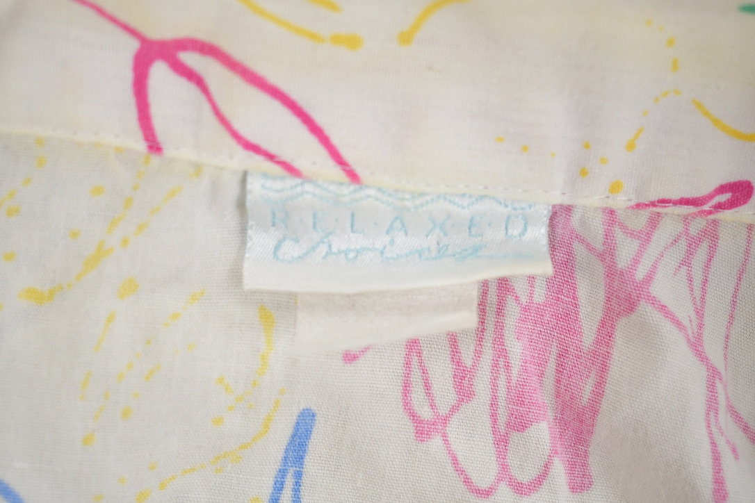 Vintage 1990s Abstract Scribble Pattern Button Up Shirt