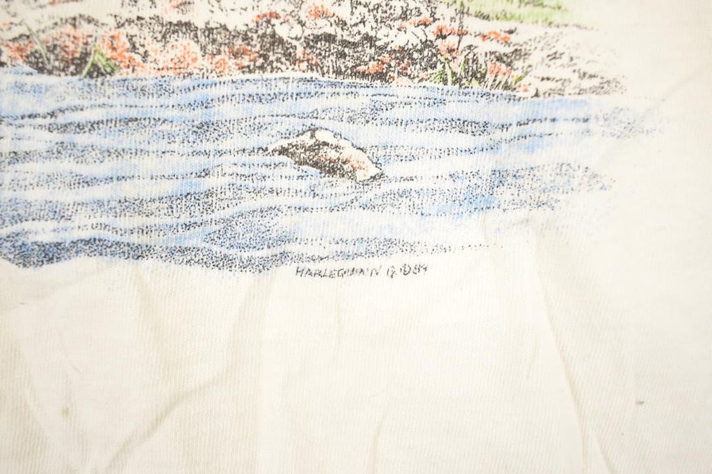 Vintage 1989 Harlequin Forest Animals FAB Outdoorsman Souvenir Travel T-Shirt Men's XL