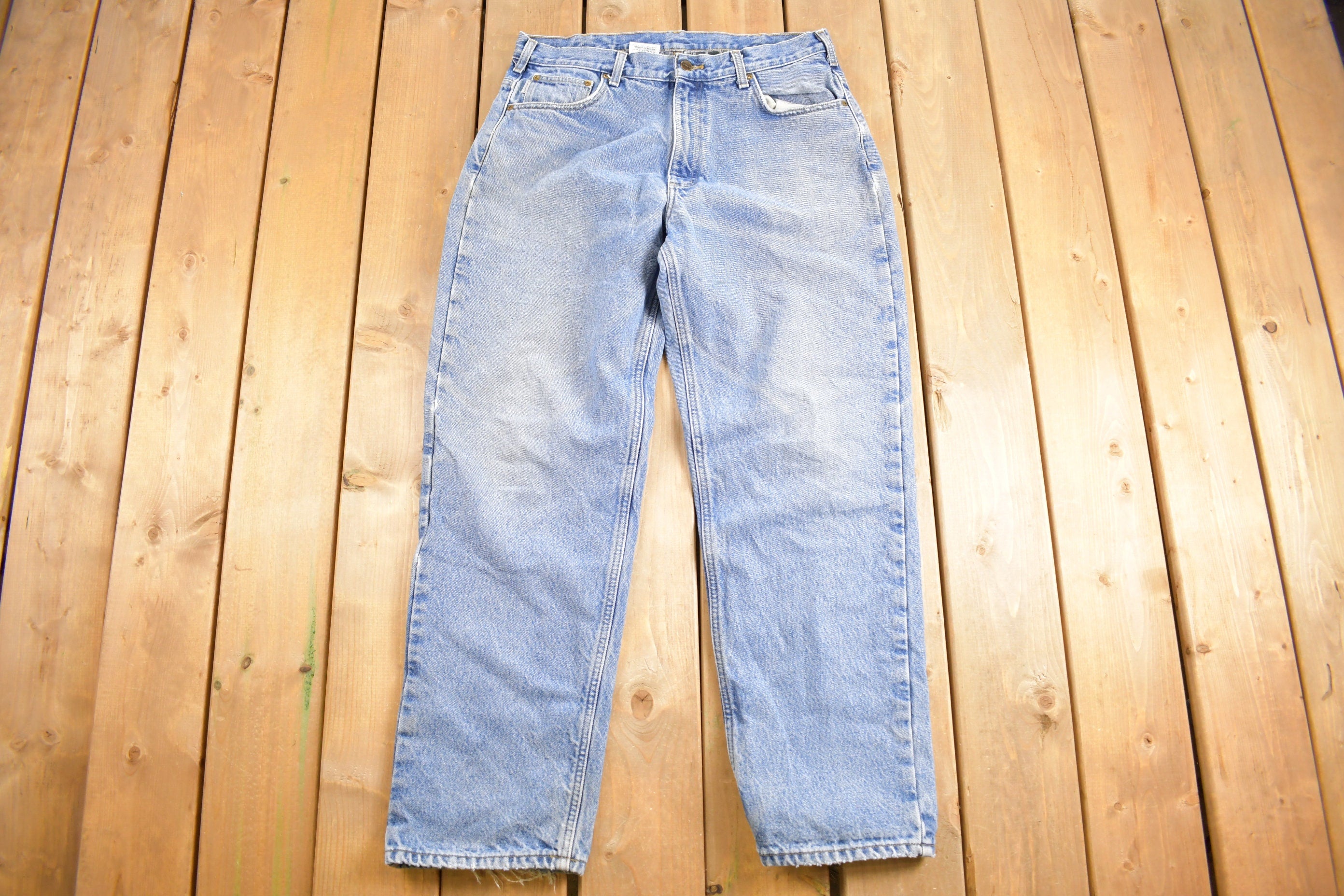 Vintage 1990s Carhartt Plaid Lined Work Jeans Size 35 x 30.5