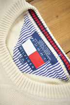 Vintage 1990s Tommy Hilfiger Embroidered Knitted Sweater  Vintage 90s Crewneck  Vintage Tommy  Cream Knit