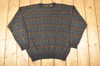 Vintage 1990s Fenzia Abstract Knit Crewneck Sweater Mens L