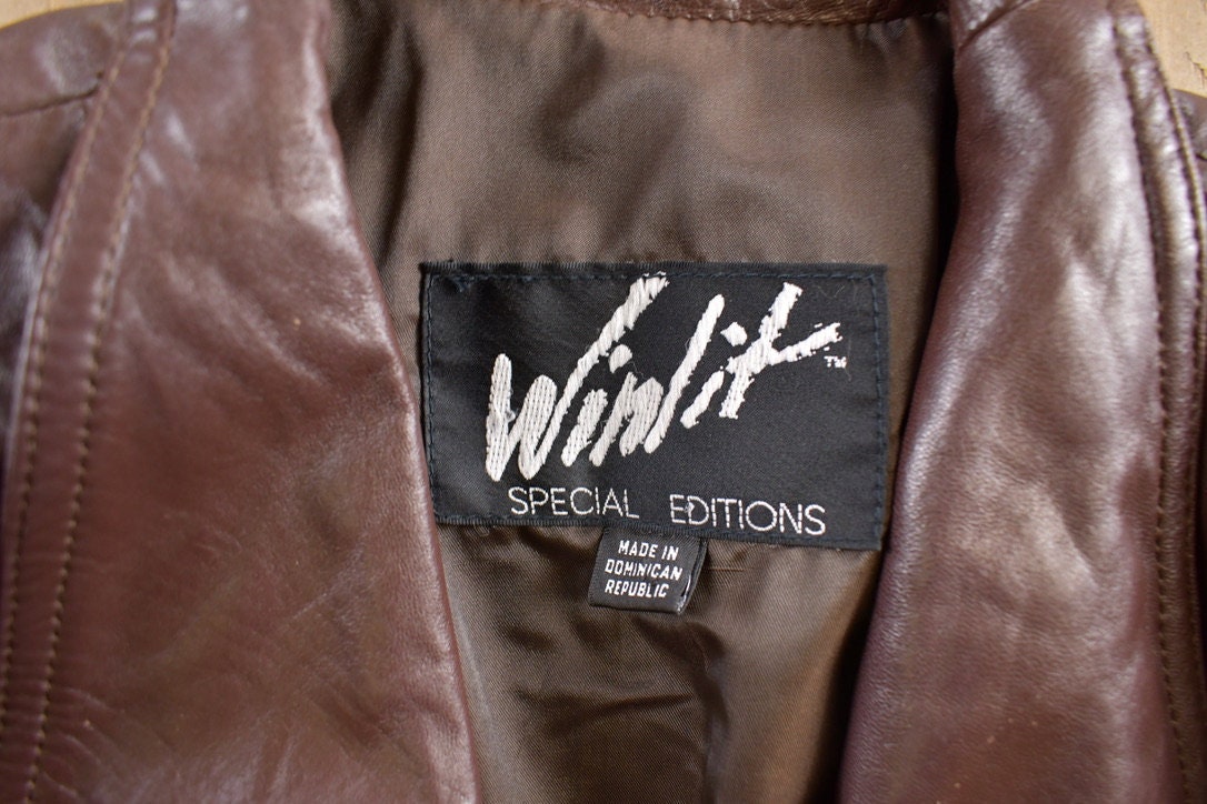 Vintage 1990s Winlit Leather Trench Coat Jacket