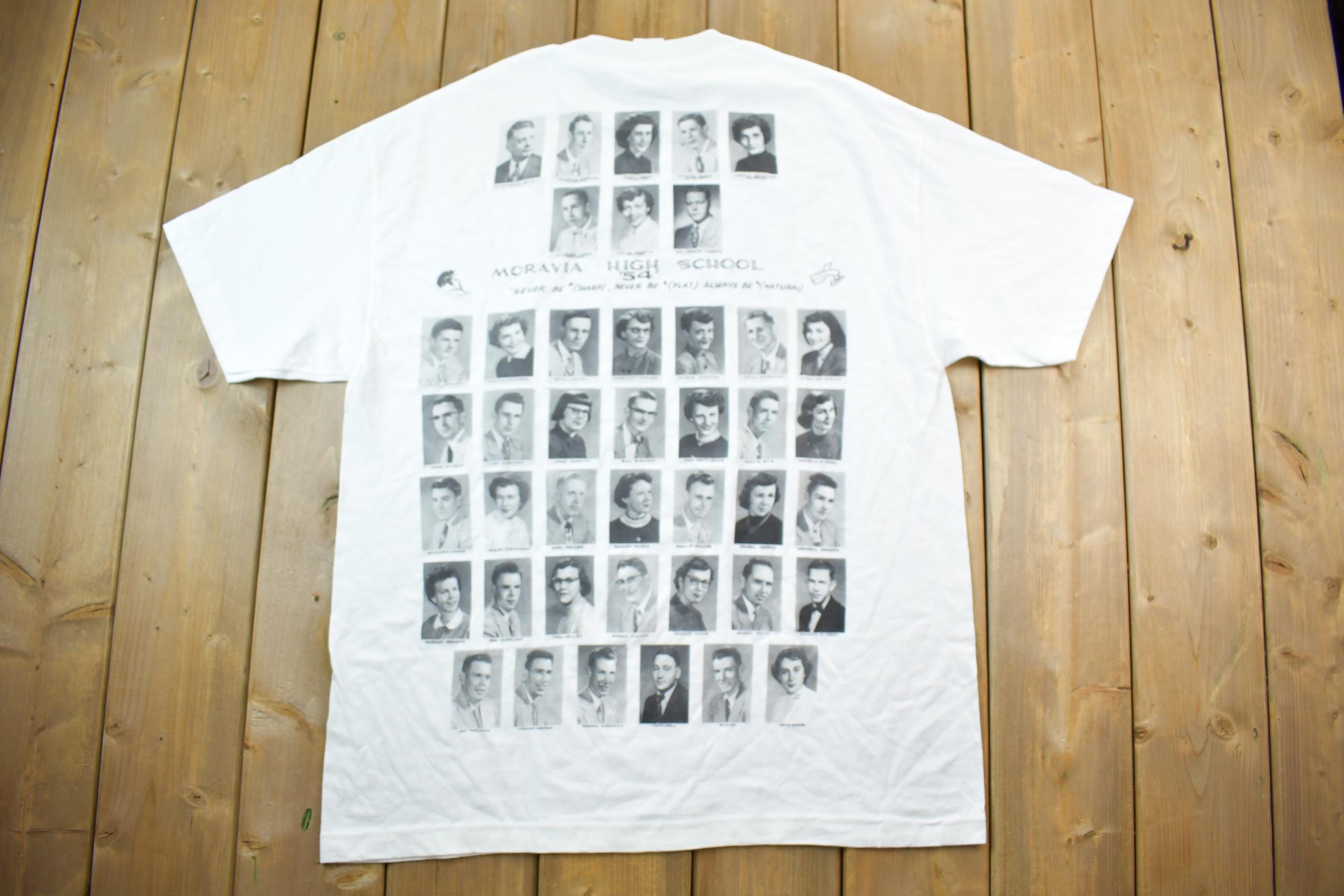 Vintage 1990s Class Of 1954 Moravia High School Souvenir T-Shirt