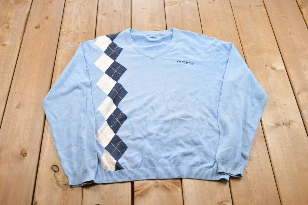Vintage 1990s Argyle Firestone Country Club Crewneck Sweatshirt