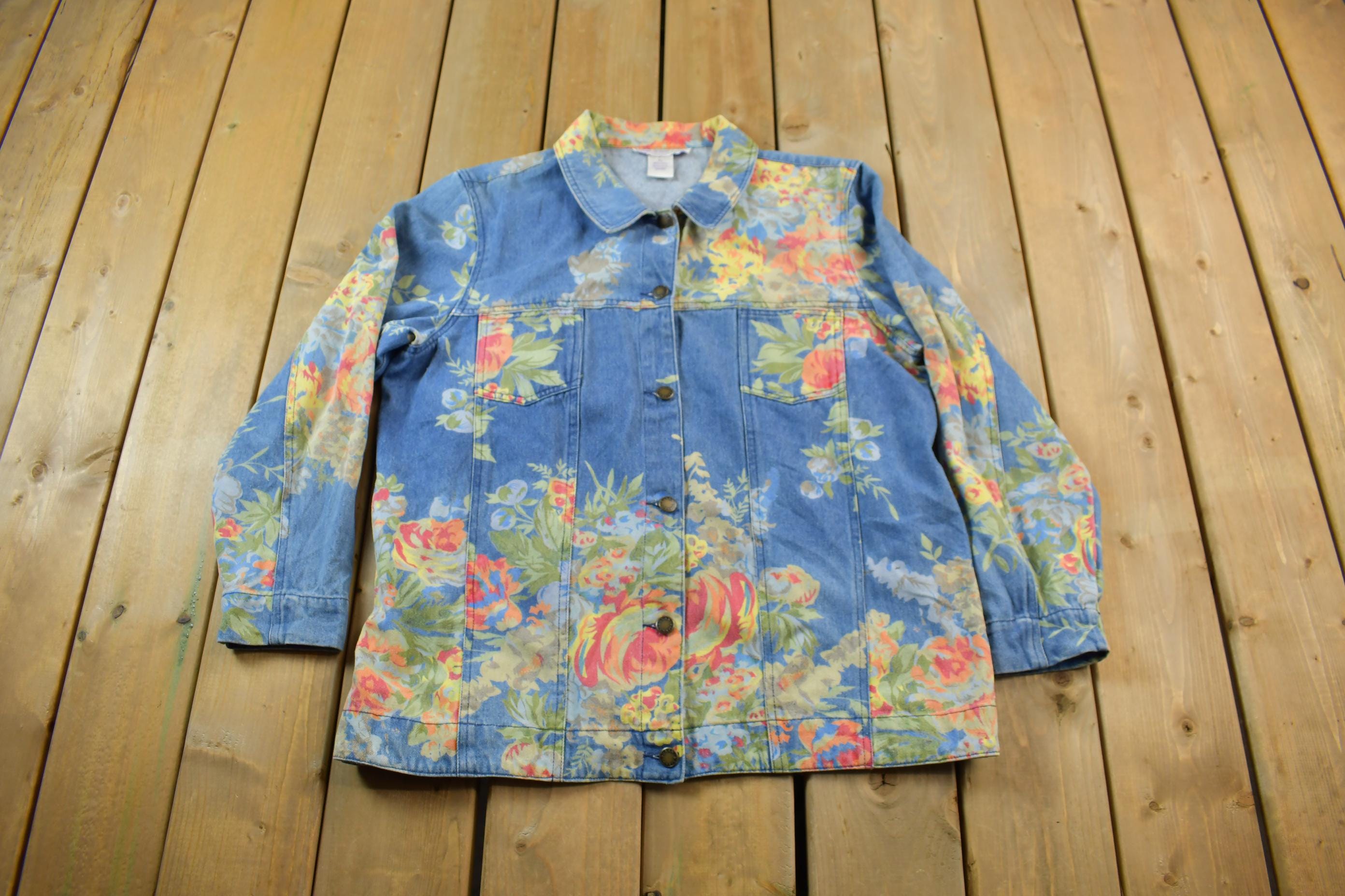 Vintage 1990s Floral Denim Jean Jacket