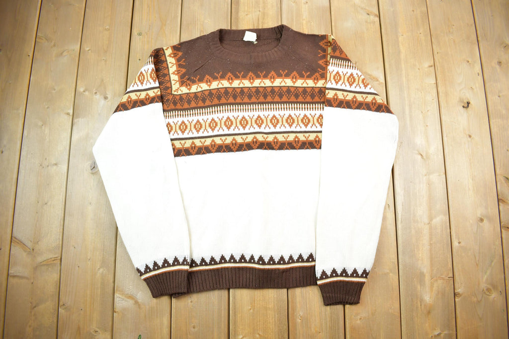 Vintage 1970s National Shirt Knit Crewneck Ski Style Sweater
