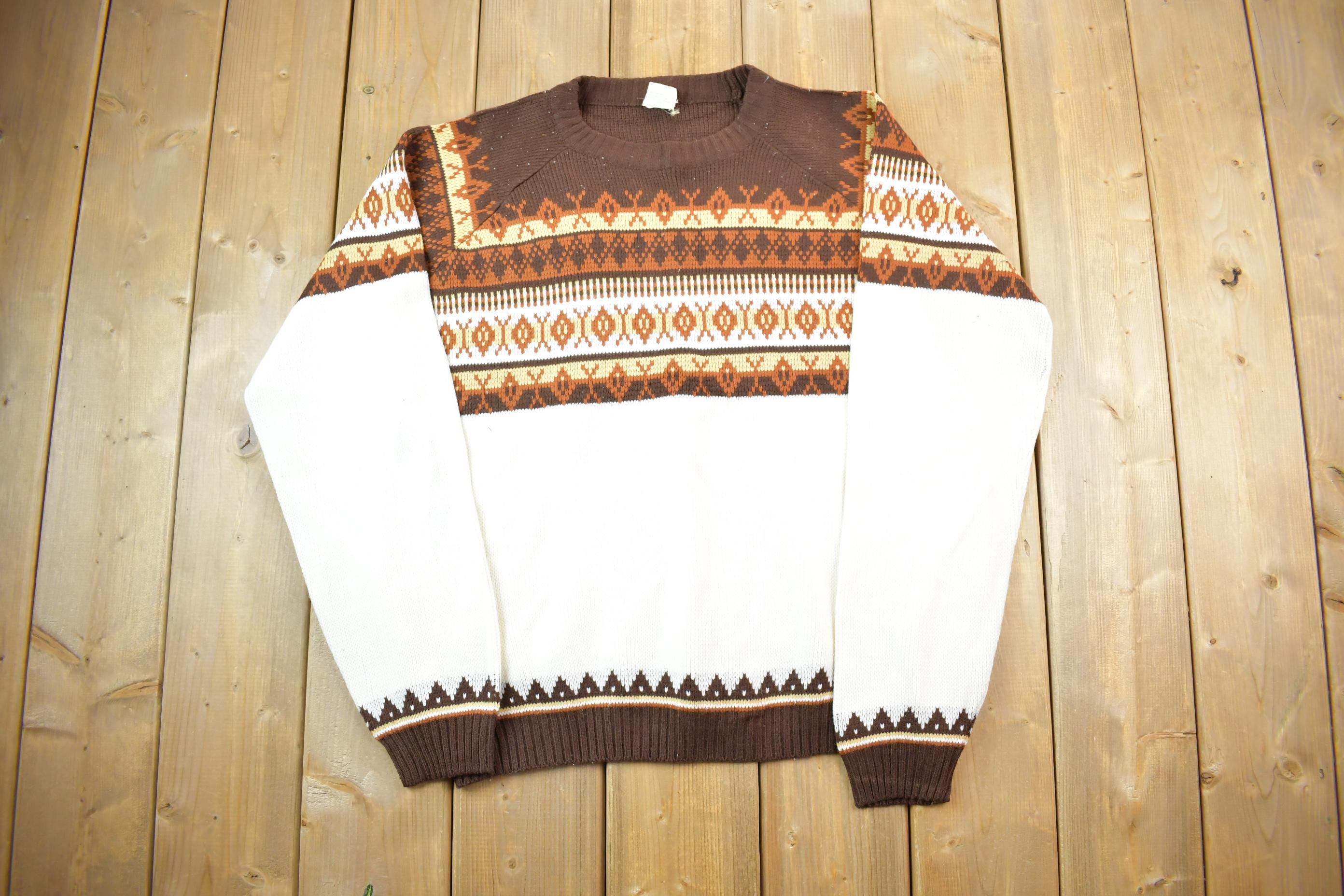Vintage 1970s National Shirt Knit Crewneck Ski Style Sweater