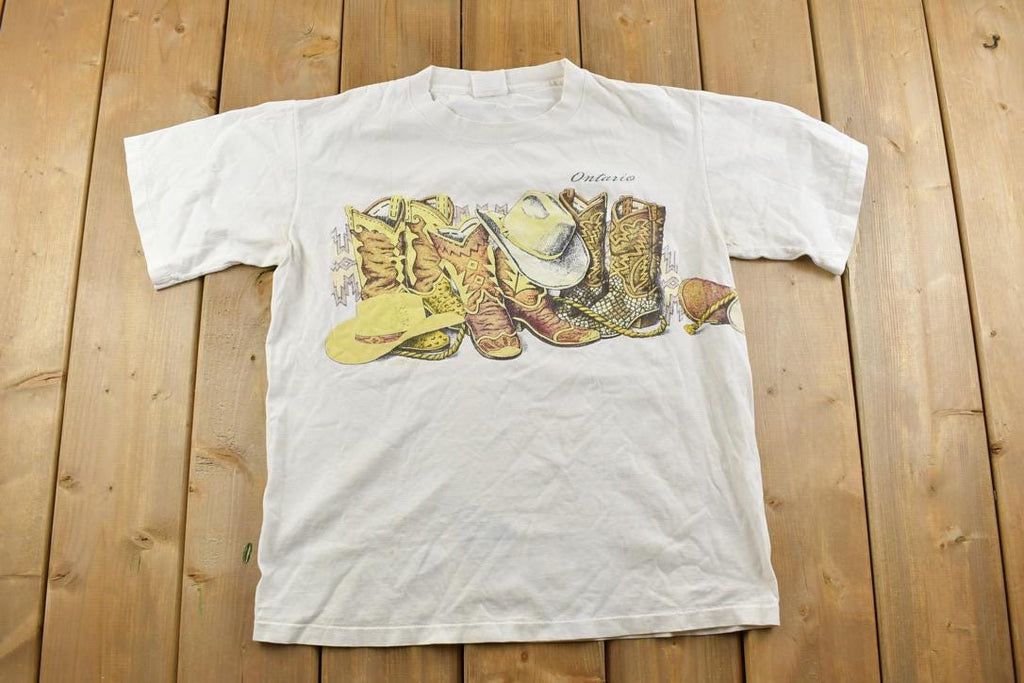 Vintage 1990s Ontario Cowboy Souvenir T-Shirt / Streetwear / Vacation Tee / Travel T Shirt
