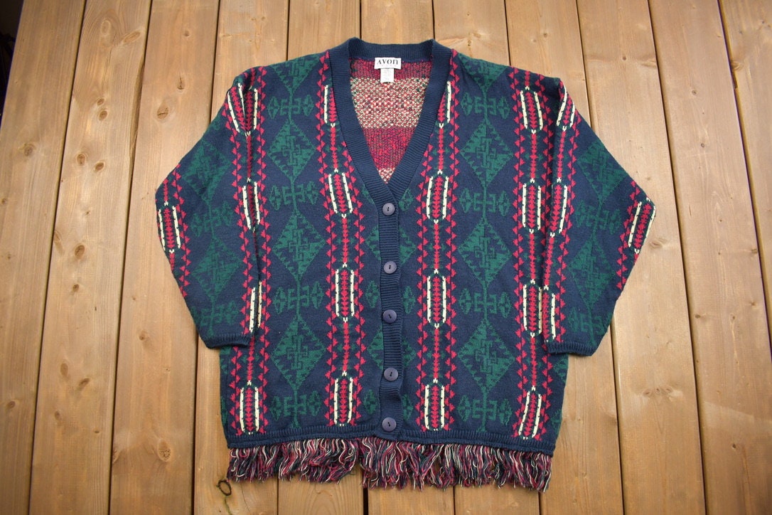 Vintage 1980s Avon Style Knitted Cardigan Sweater