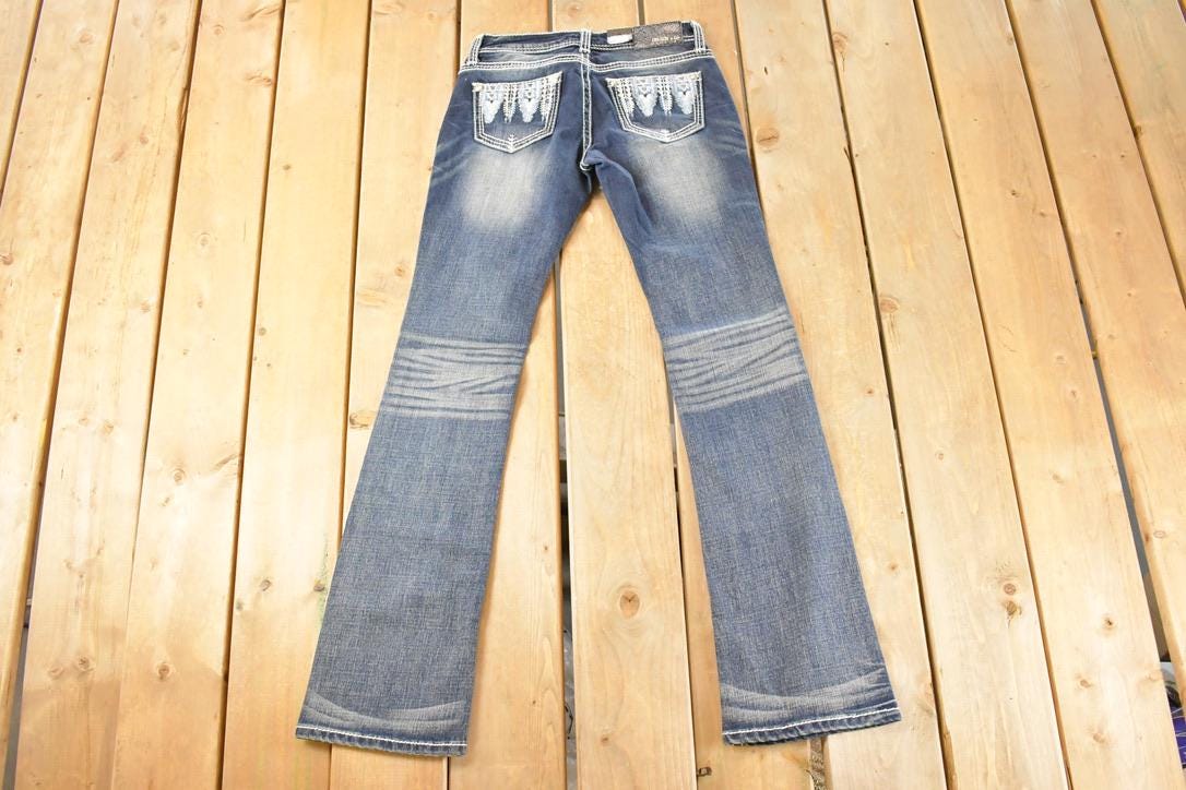 Vintage Deadstock Y2K Grace In LA Bedazzled Bootcut Low Rise Jeans Women's Size 26 x 32