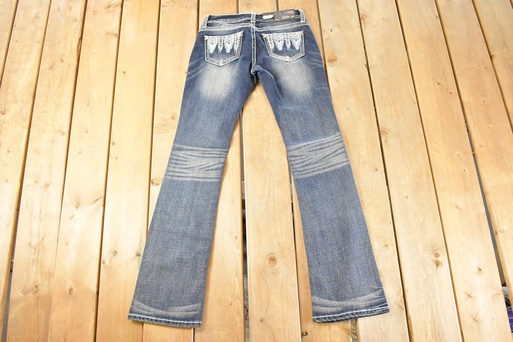 Vintage Deadstock Y2K Grace In LA Bedazzled Bootcut Low Rise Jeans Women's Size 26 x 32