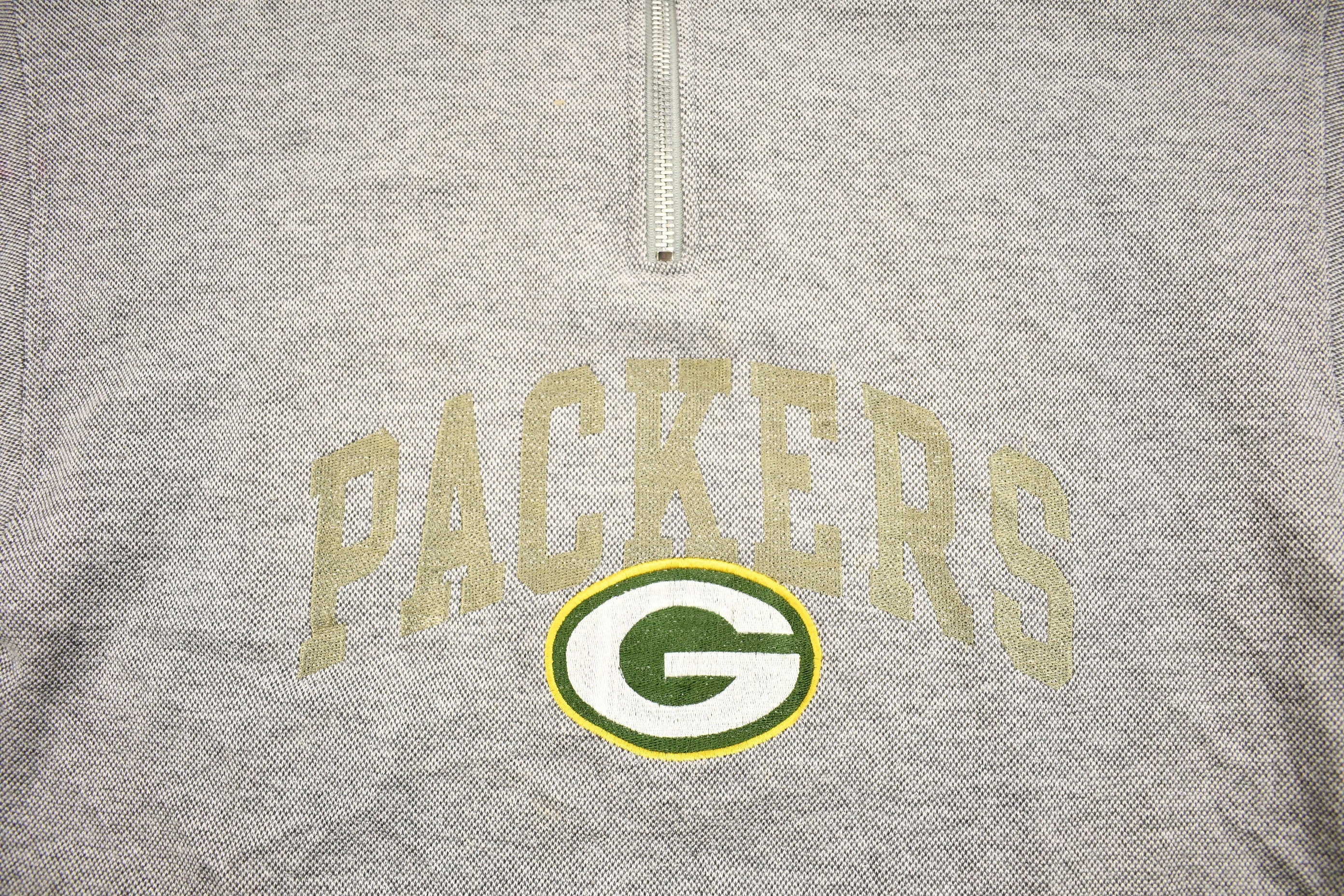 Vintage 1990s Green Bay Packers NFL Quarter Zip Crewneck Sweatshirt