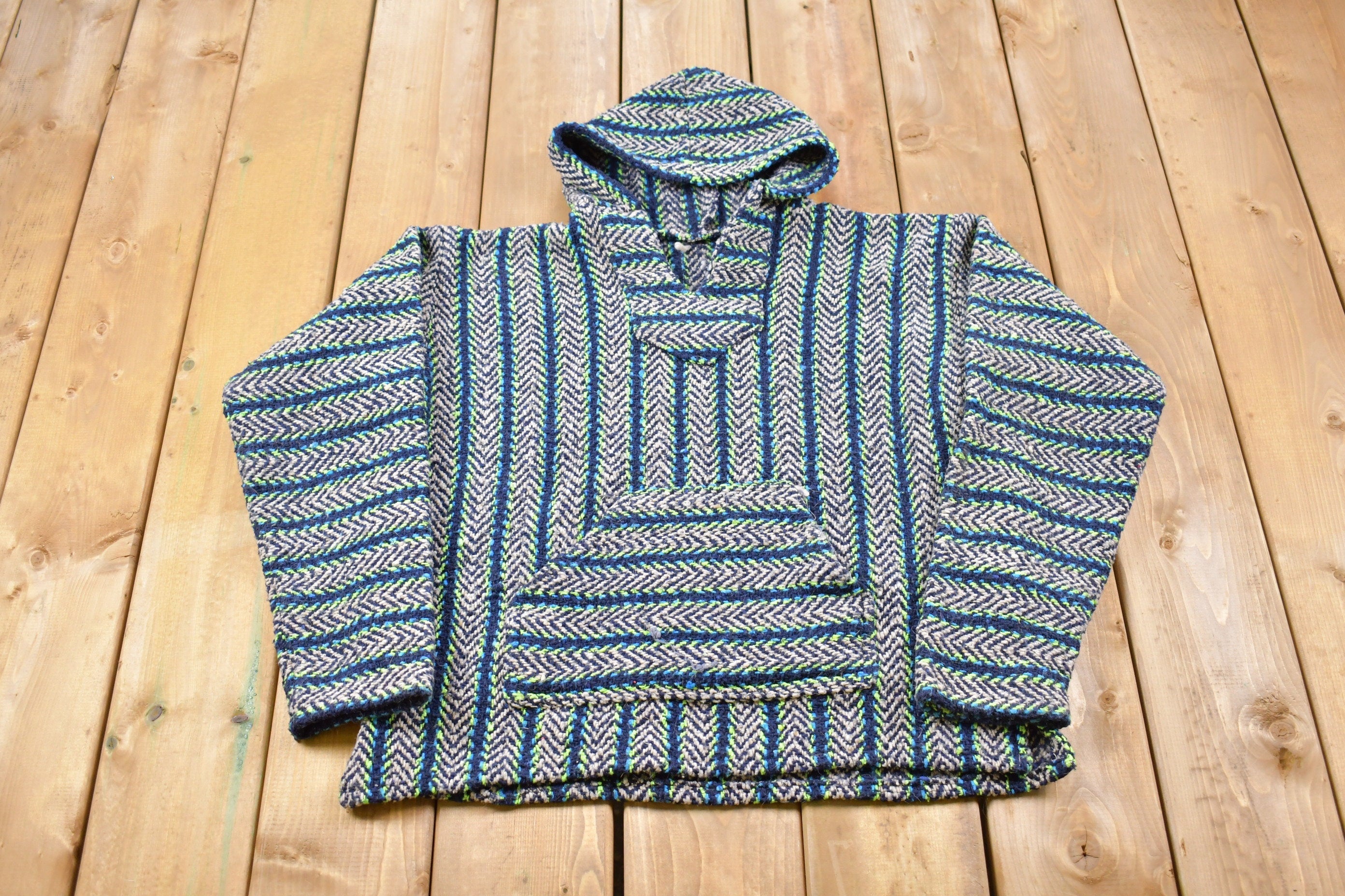 Vintage 1990s Rasta Blanket Hoodie