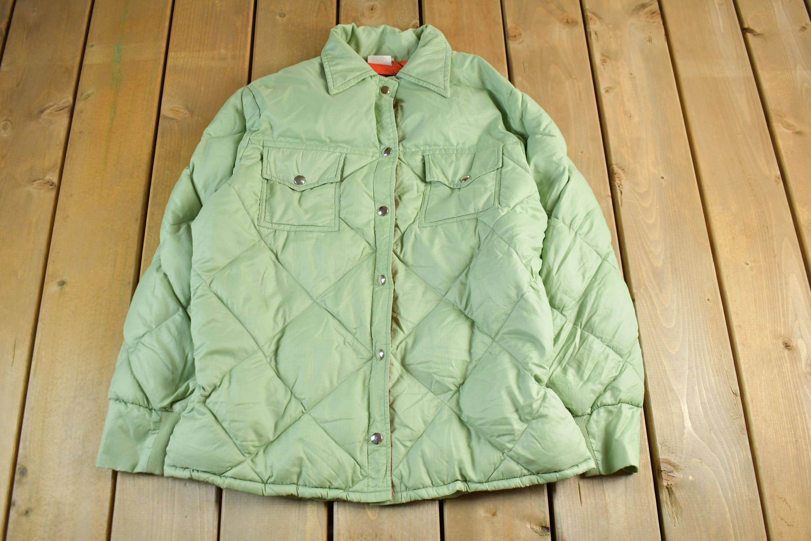 Vintage 1970s 1980s Quilted Jacket Men's Medium  Full Zip  Vintage Workwear  Treu Vintage Hunting Outdoors