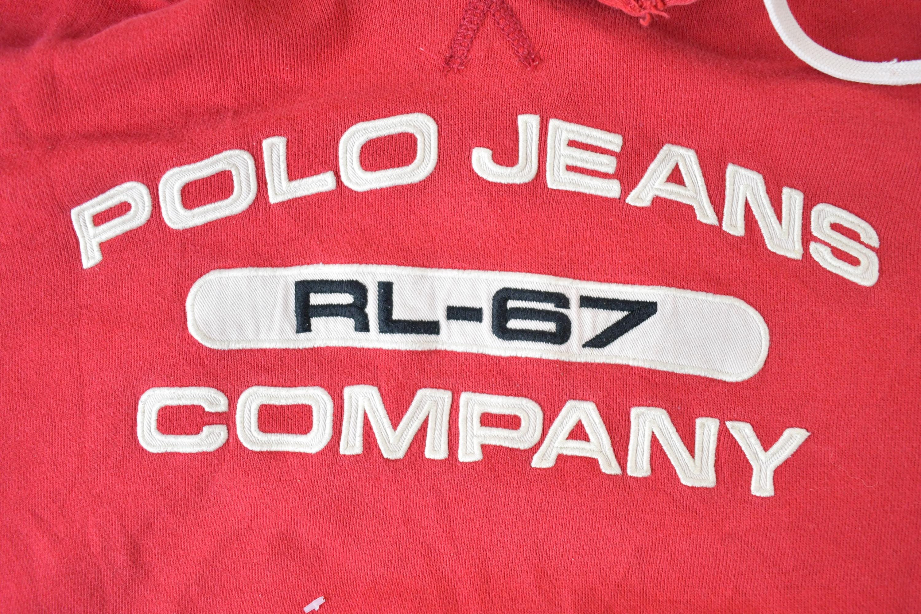 Vintage 1990s Ralph Lauren Polo Jeans Company RL Fleece Hoodie Sweatshirt