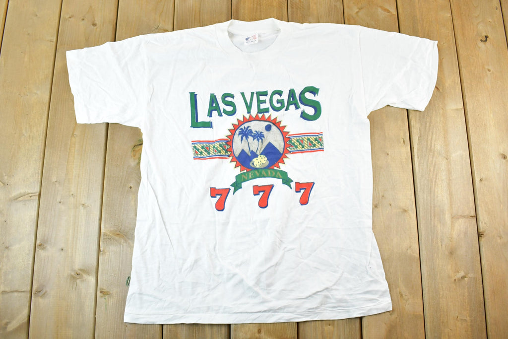 Vintage 90s Las Vegas Souvenir T-Shirt - Lucky 777 Graphic