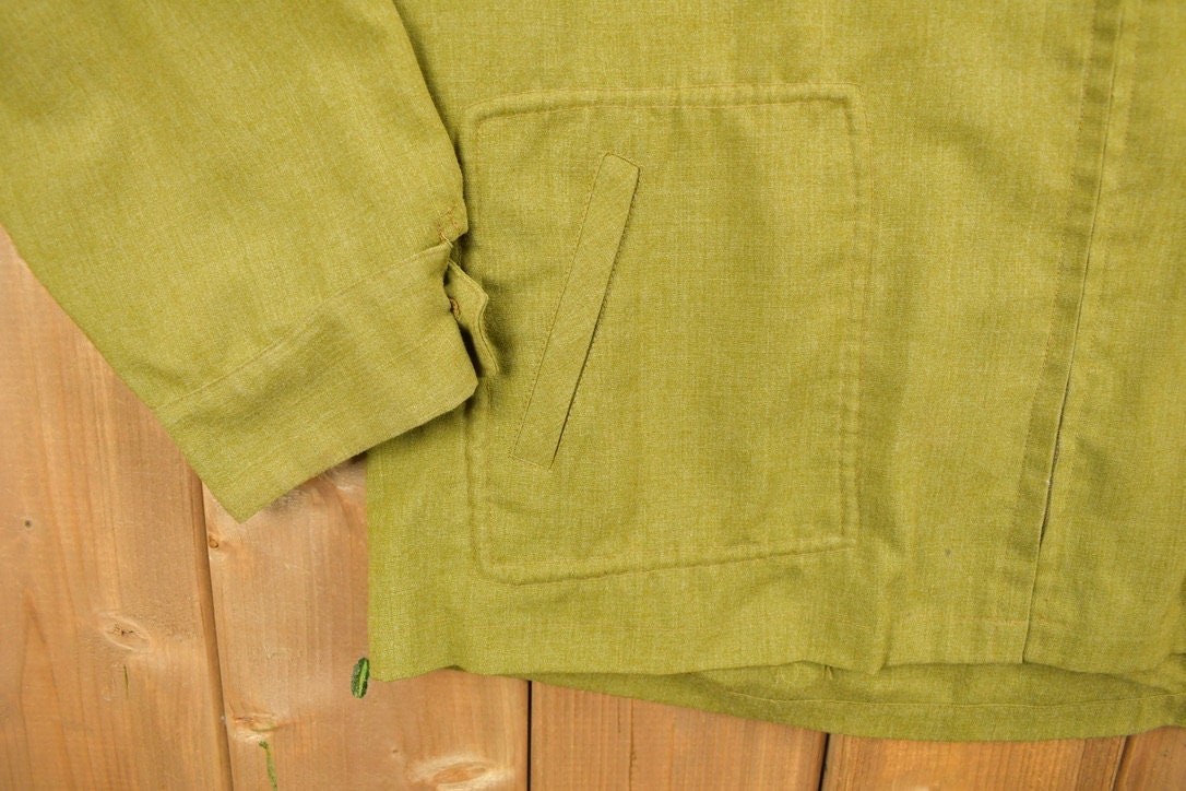 Vintage 1970s Green Zip Up Jacket / 70s Workwear / Vintage Workwear / Light Jacket / Full Zip Up / Collared Shirt / True Vintage