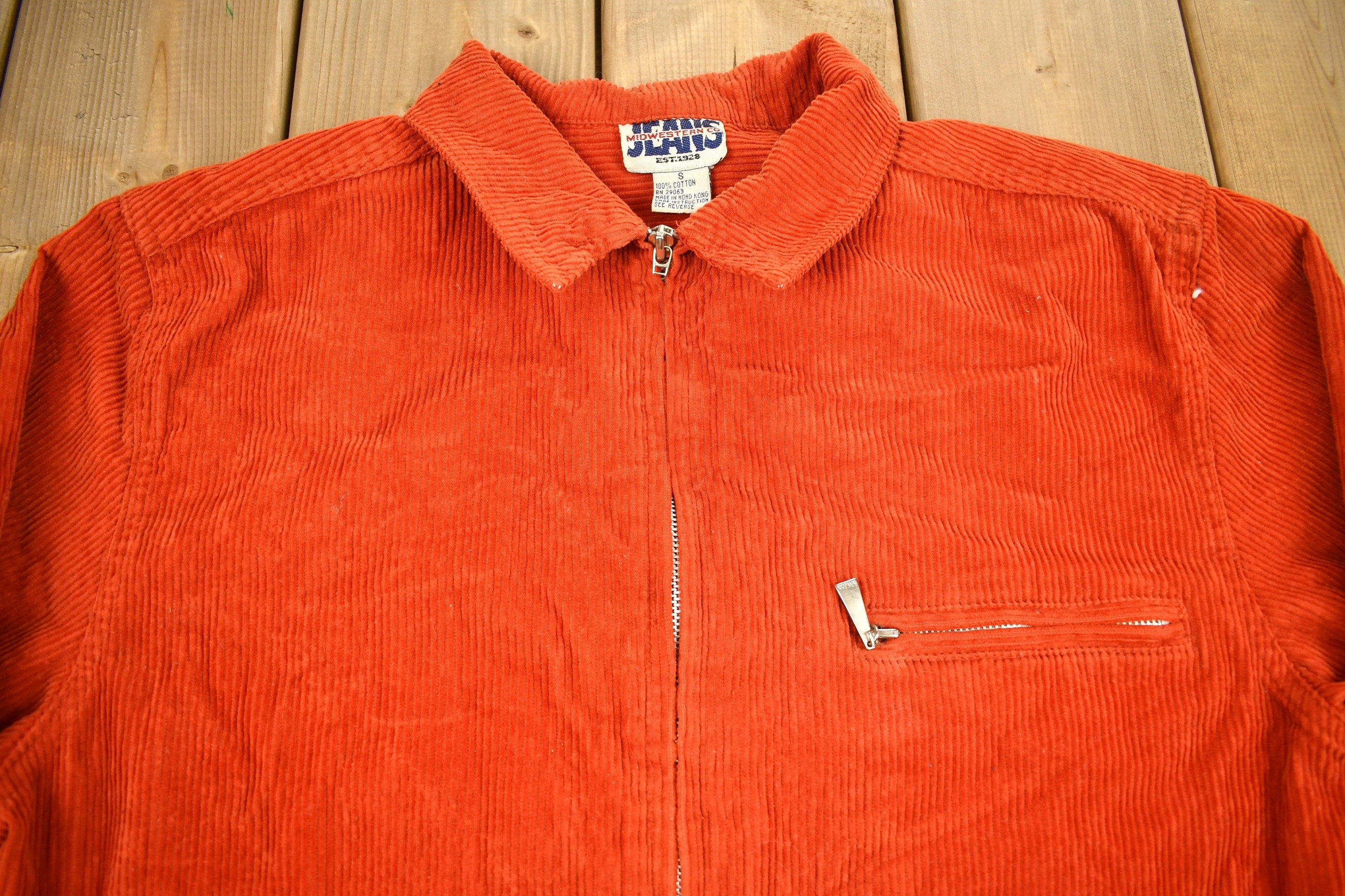 Vintage 1990s Midwestern Co Jeans Corduroy Zip Up Sweater