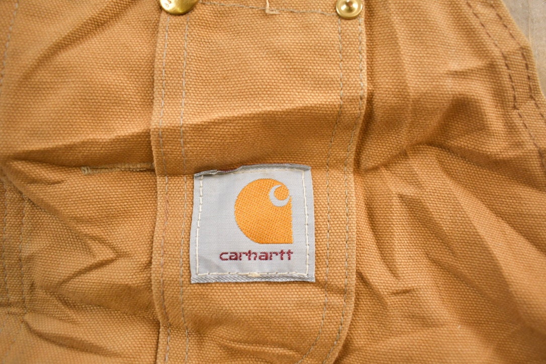 Vintage 1990s Carhartt Double Knee Canvas Overalls Size 42x30