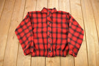 Vintage 1950s Wool Buffalo Plaid Button Up Hunting Jacket