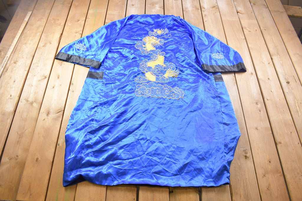 Vintage 1990s Japanese Dragon Embroidered Kimono Robe