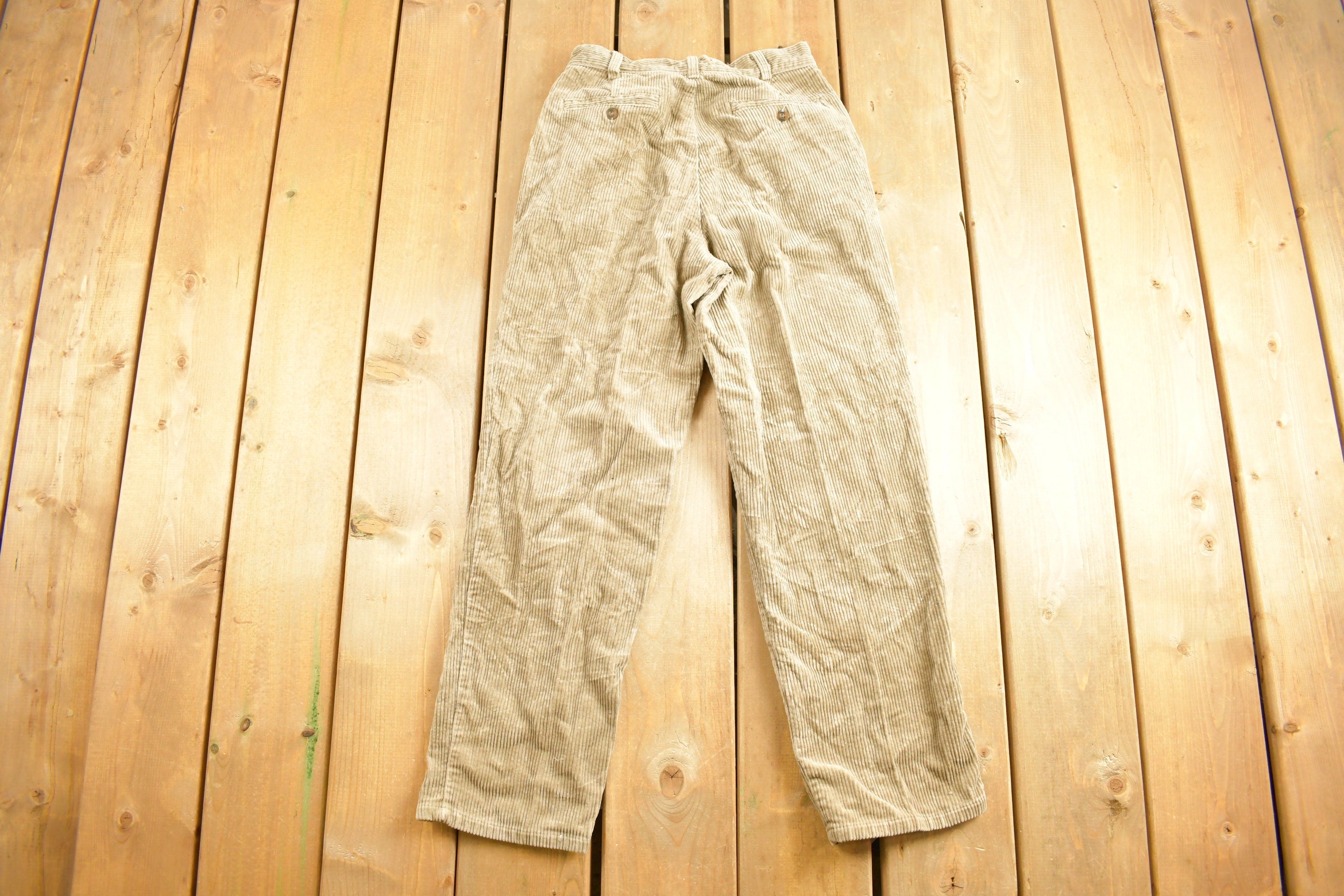 Vintage 1990s Gap Beige Womens Pleated Corduroy Pants Size 25 x 26