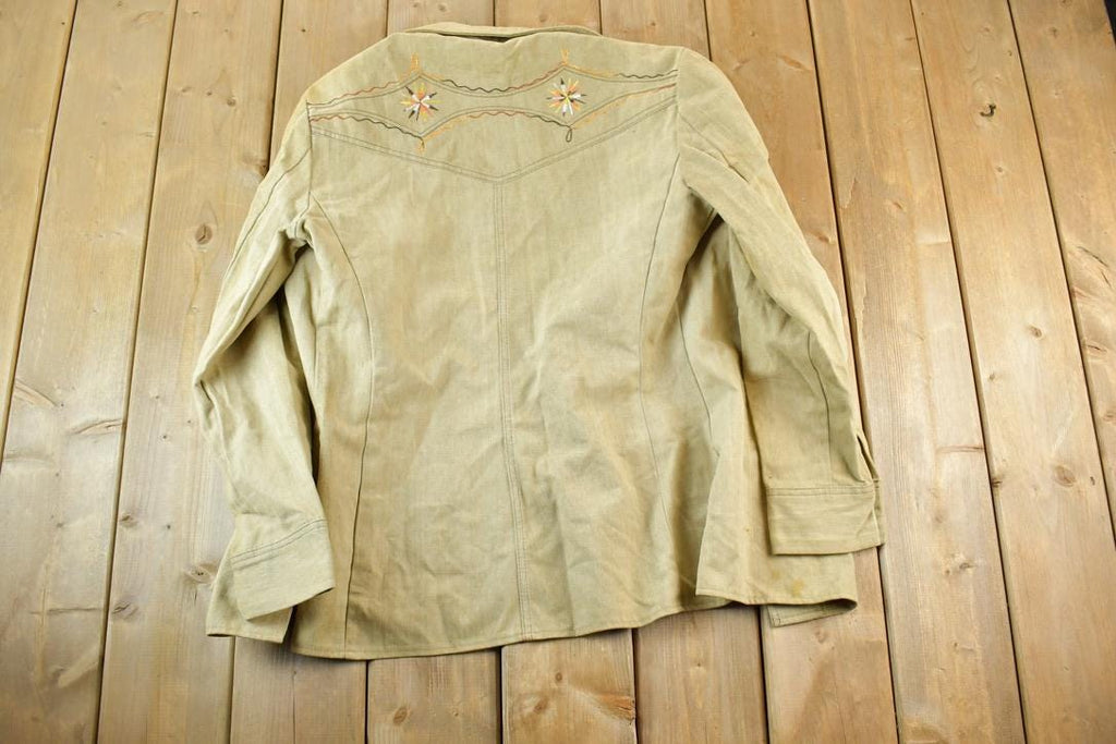 Vintage 1960s Sears Western Button Down Shirt Emroidered /