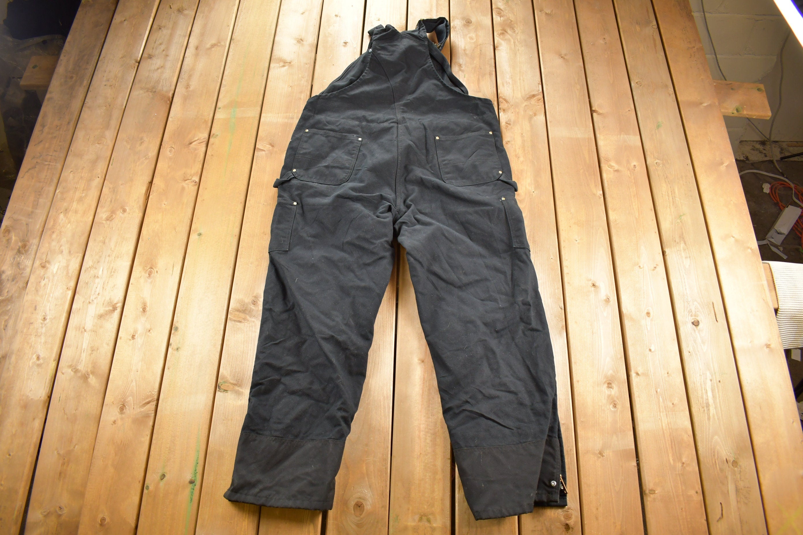 Vintage 1990s Carhartt Double Knee Quilted Canvas Overalls Size 45 x 30