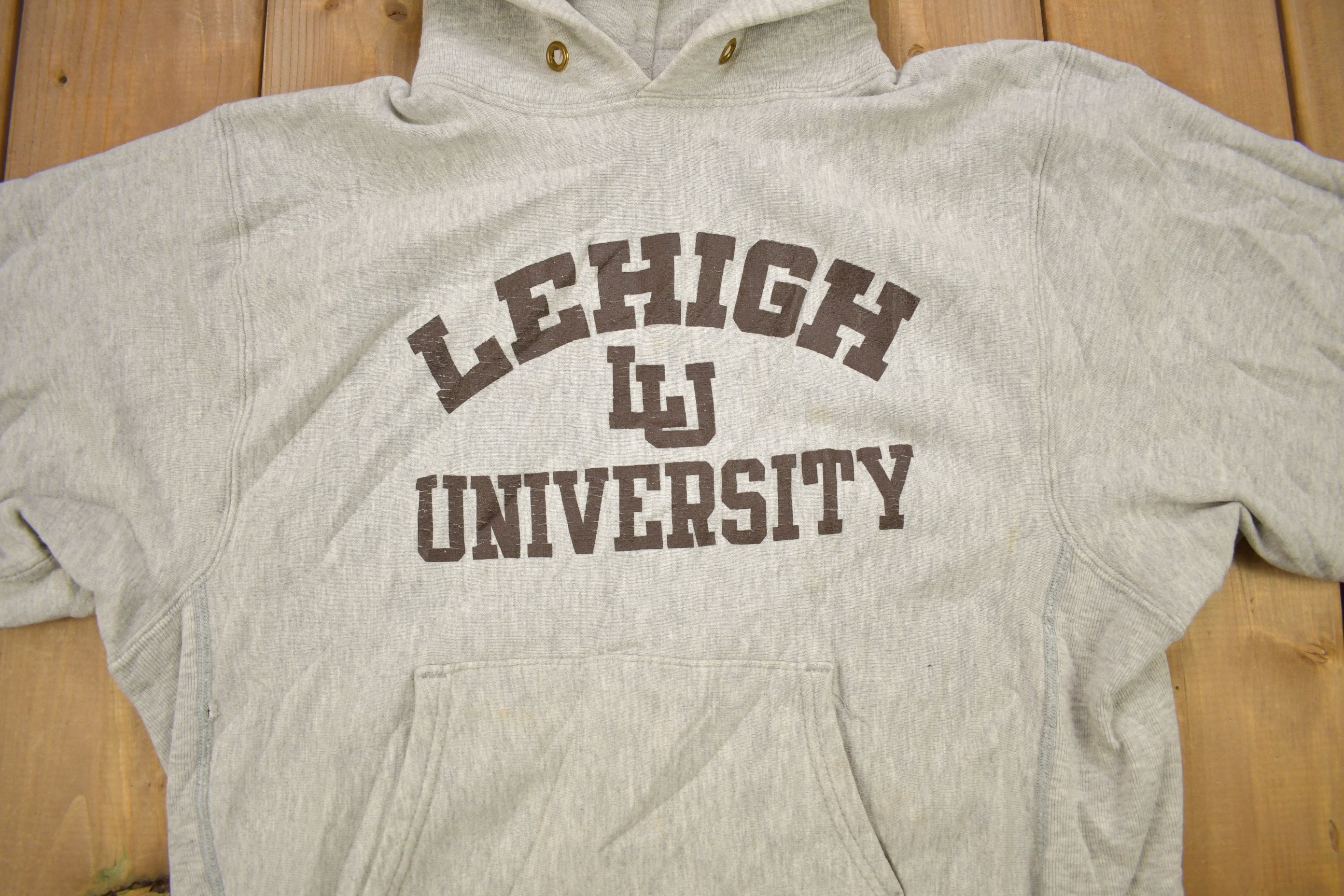 Vintage 1980s Lehigh University Champion Reverse Weave Warmup Hoodie
