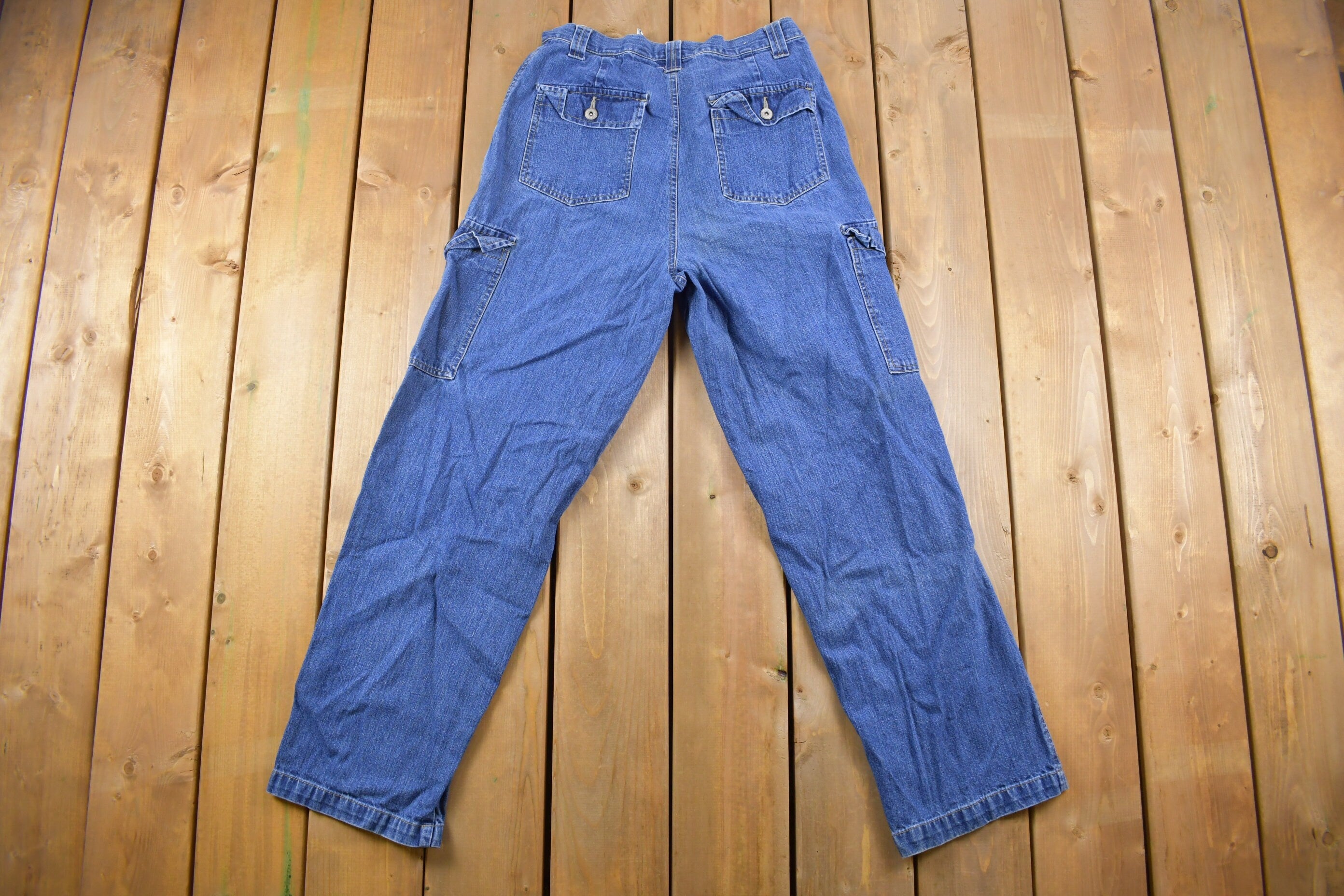 Vintage 1990s Bill Blass Cargo Denim Jeans Size 31 x 30