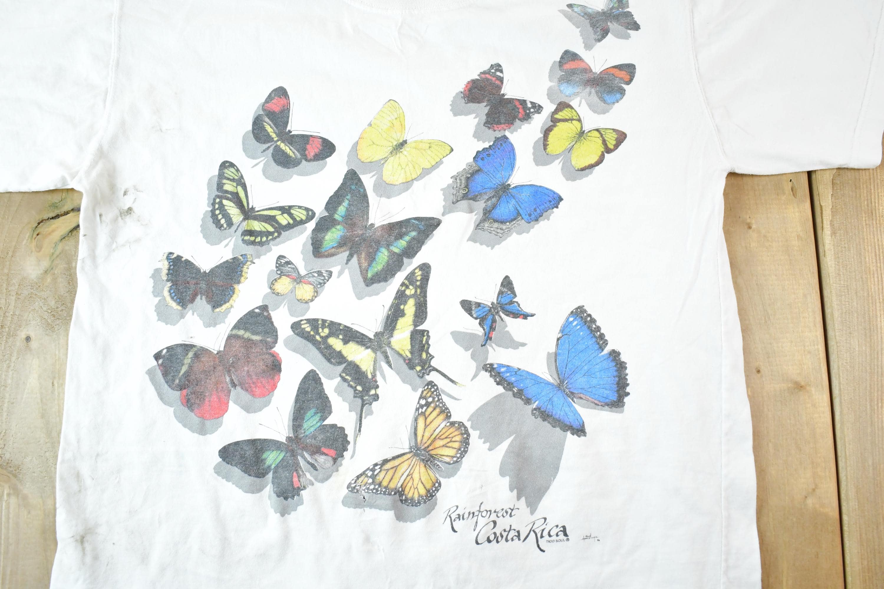 Vintage 1990s Costa Rica Rainforest Souvenir Butterfly T-Shirt Mens L