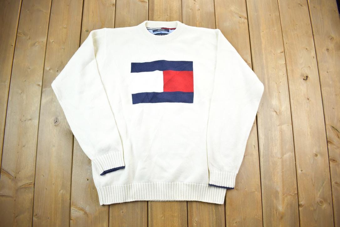 Vintage 1990s Tommy Hilfiger Embroidered Knitted Sweater