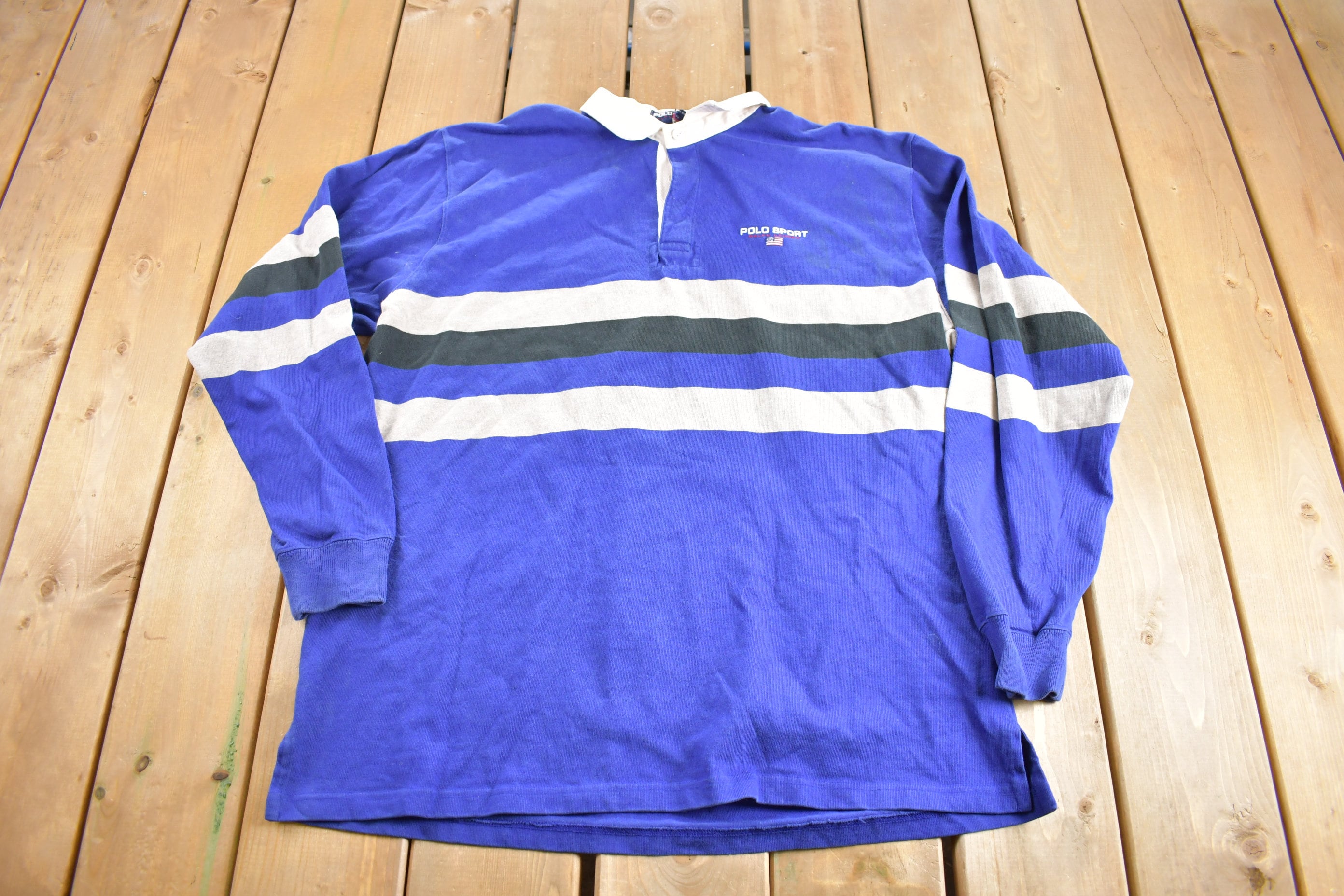 Vintage 1990s Polo Sport Ralph Lauren Color Block Rugby Sweatshirt