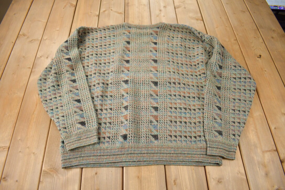 Vintage 1990s Megalos Abstract Knit Crewneck Sweater