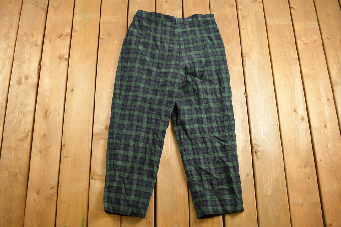 Vintage 1960s Wool Plaid Pants Size 33 x 26