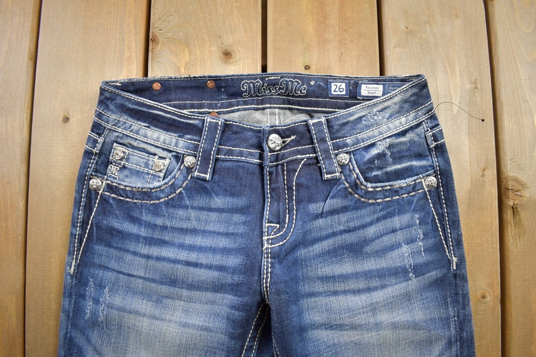 Vintage Y2K Miss Me Bedazzled Low Rise Jeans Size 26x31