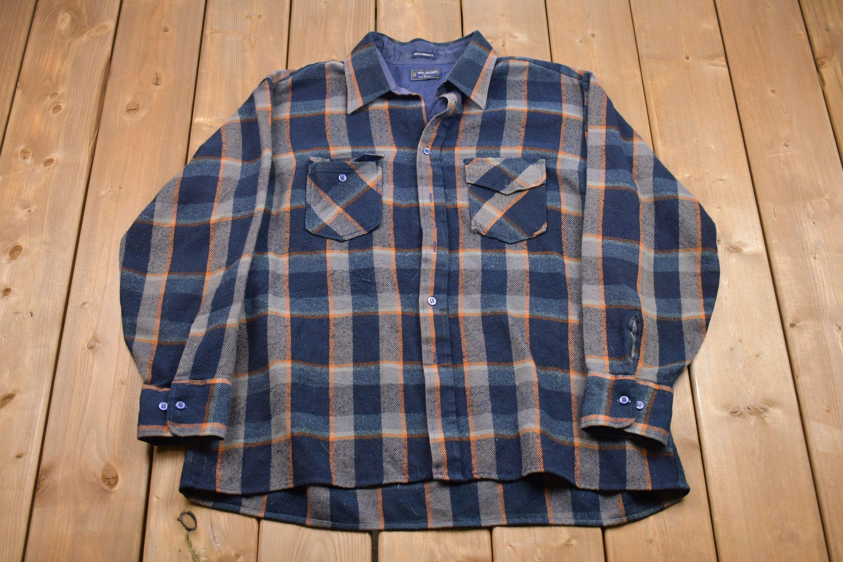 Vintage 1990s Van Heusen Plaid Lined Button Up Shirt
