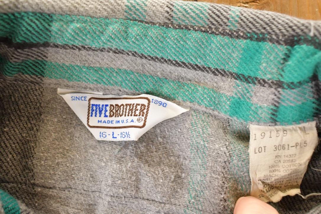Vintage 1990s Five Brother Plaid Western Style Button Up Shirt Men's L