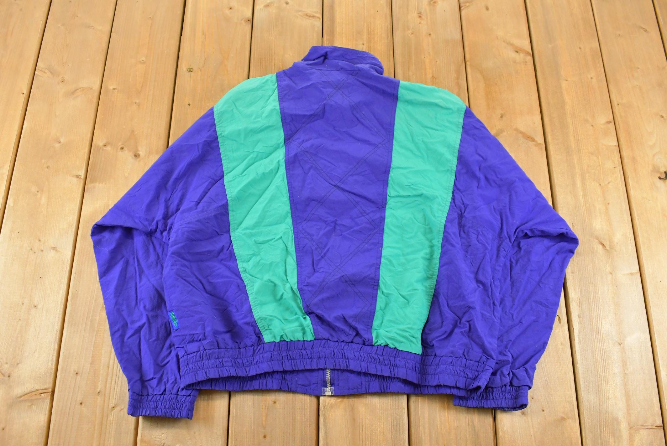 Vintage 1990s Puma Abstract Full Zip Windbreaker Jacket Women's Medium
