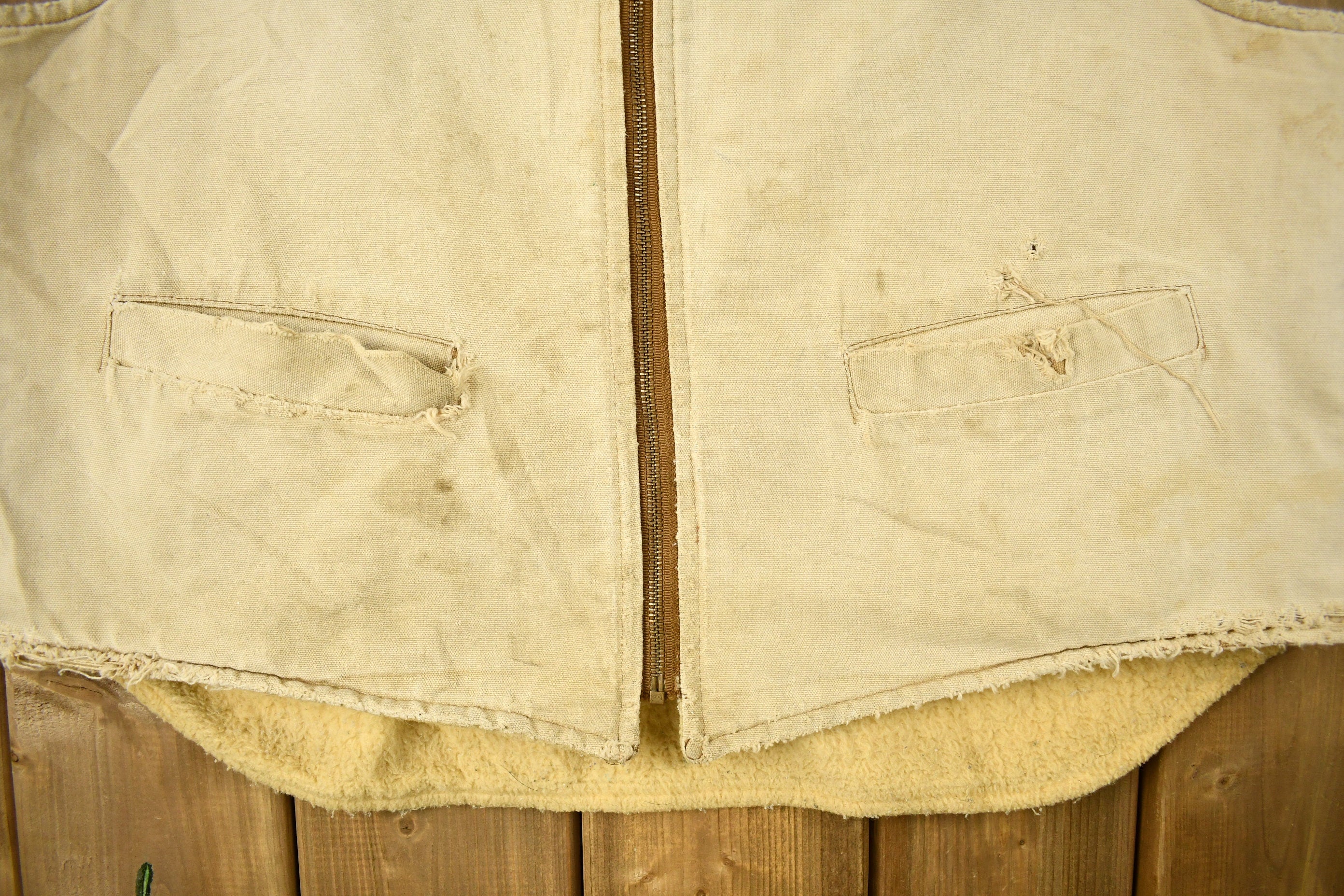 Vintage 1980s Carhartt Sherpa Lined Beige Work Vest