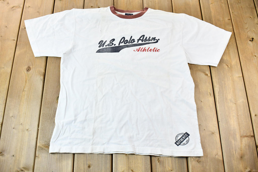 Vintage 1990s US Polo Association Athletic Single Stitch Graphic Ringer T-Shirt