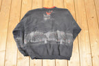 Vintage 1990s Artisans Winter Cardinal AOP Double Collar Button Up Crewneck Sweatshirt Women's L