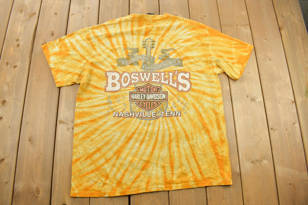 Vintage 2000 Boswell's Harley Davidson Nashville Tennessee Tie Dye Eagle Graphic T-Shirt