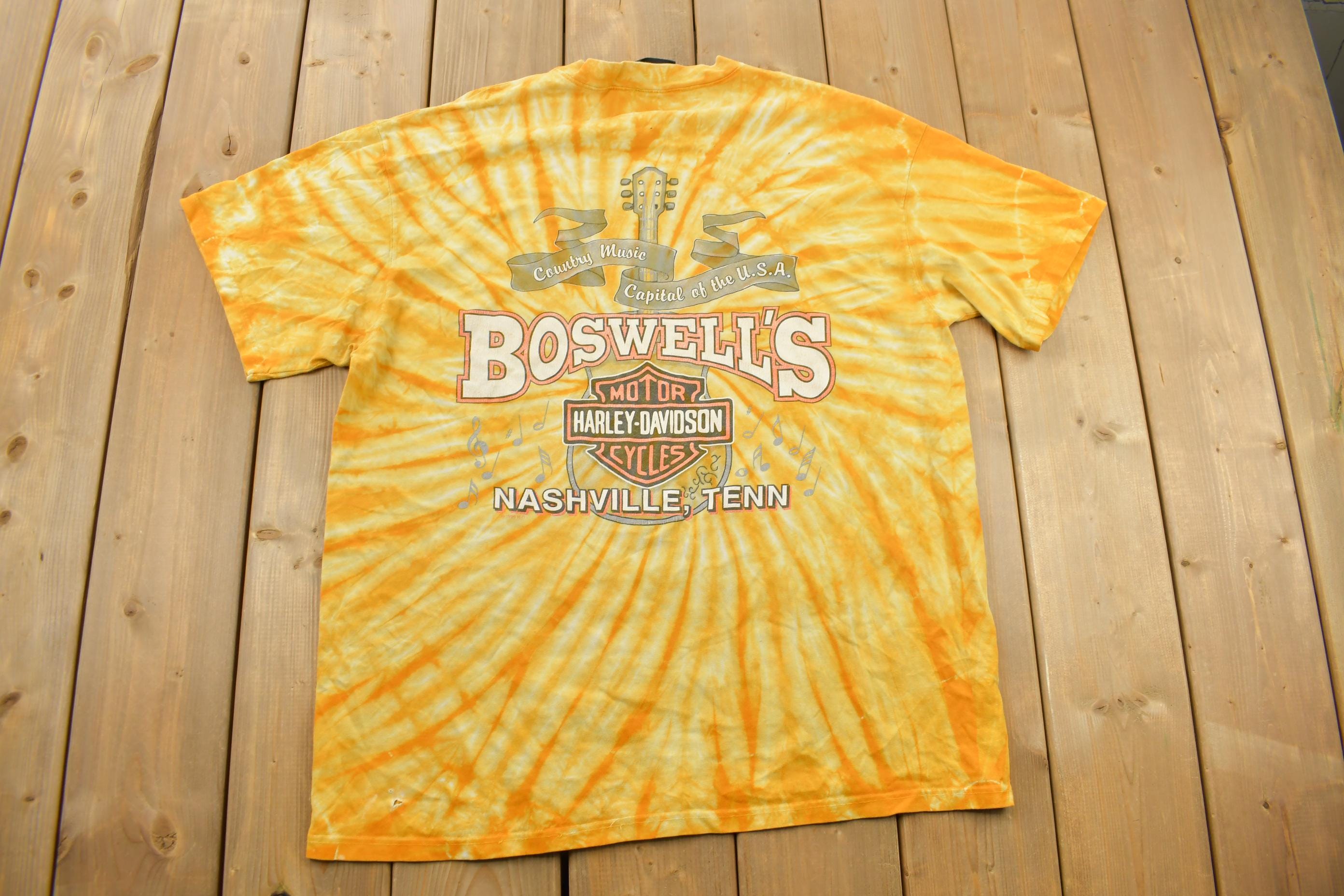 Vintage 2000 Boswell's Harley Davidson Nashville Tennessee Tie Dye Eagle Graphic T-Shirt