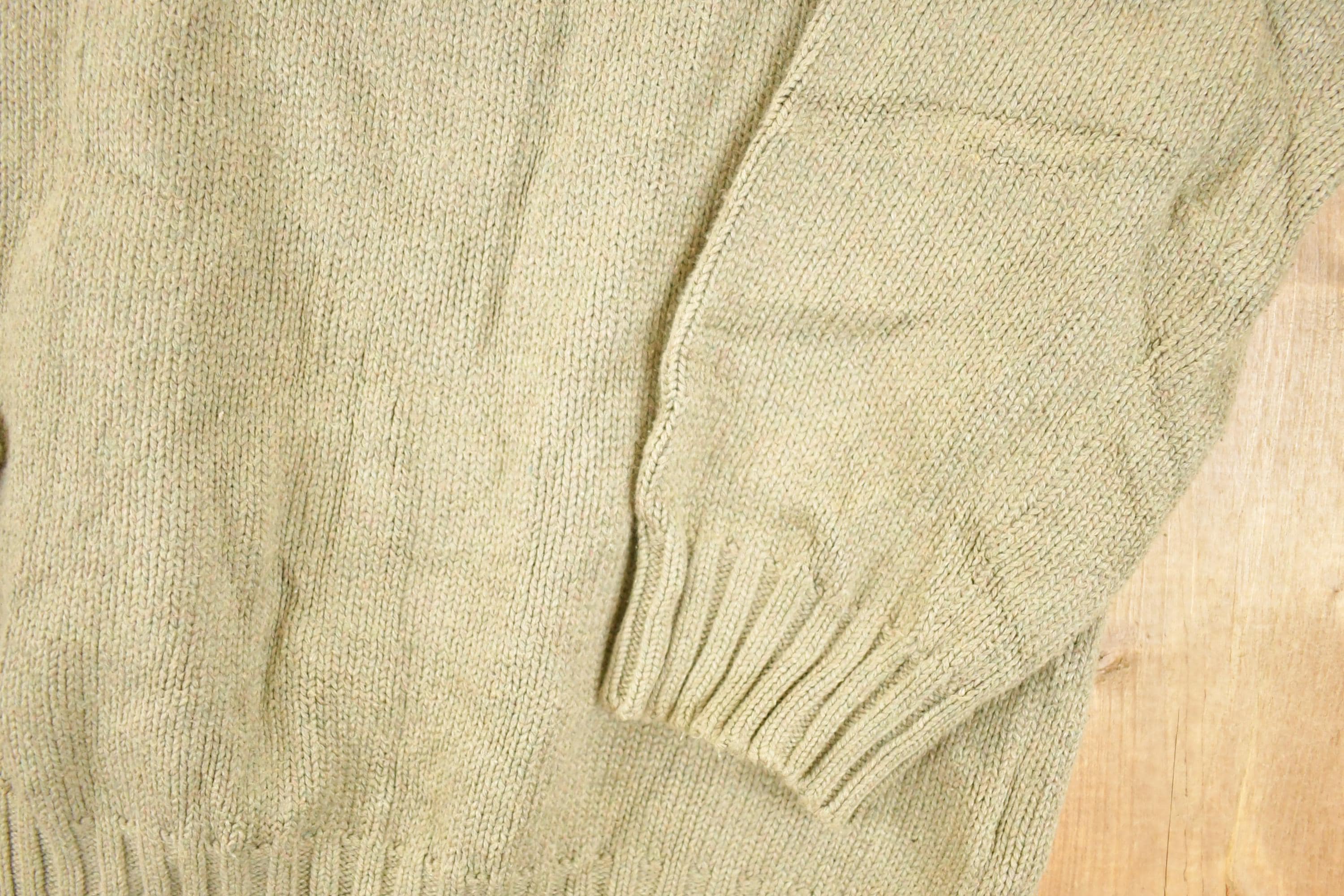 Vintage 1990s Polo By Ralph Lauren Tan Knit Crewneck Sweater Mens L