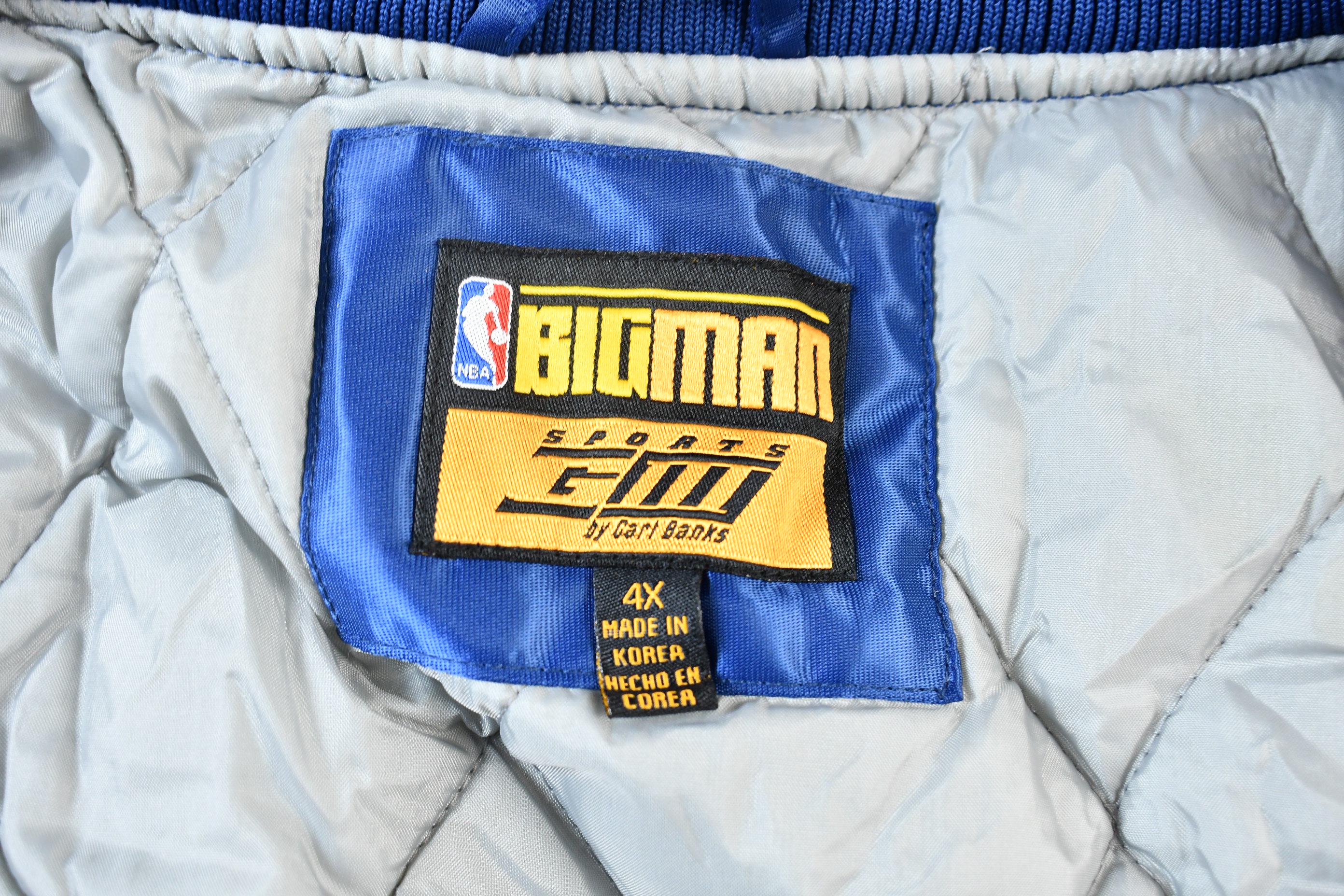 Vintage 1990s Bigman Sports New Jersey Nets NBA Basketball Embroidered Snap Button Satin Bomber Jacket
