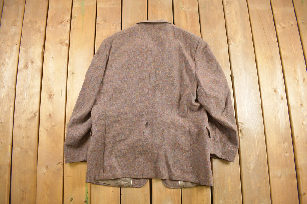 Vintage 1980s Harris Tweed 100% Pure Scottish Wool Blazer Jacket