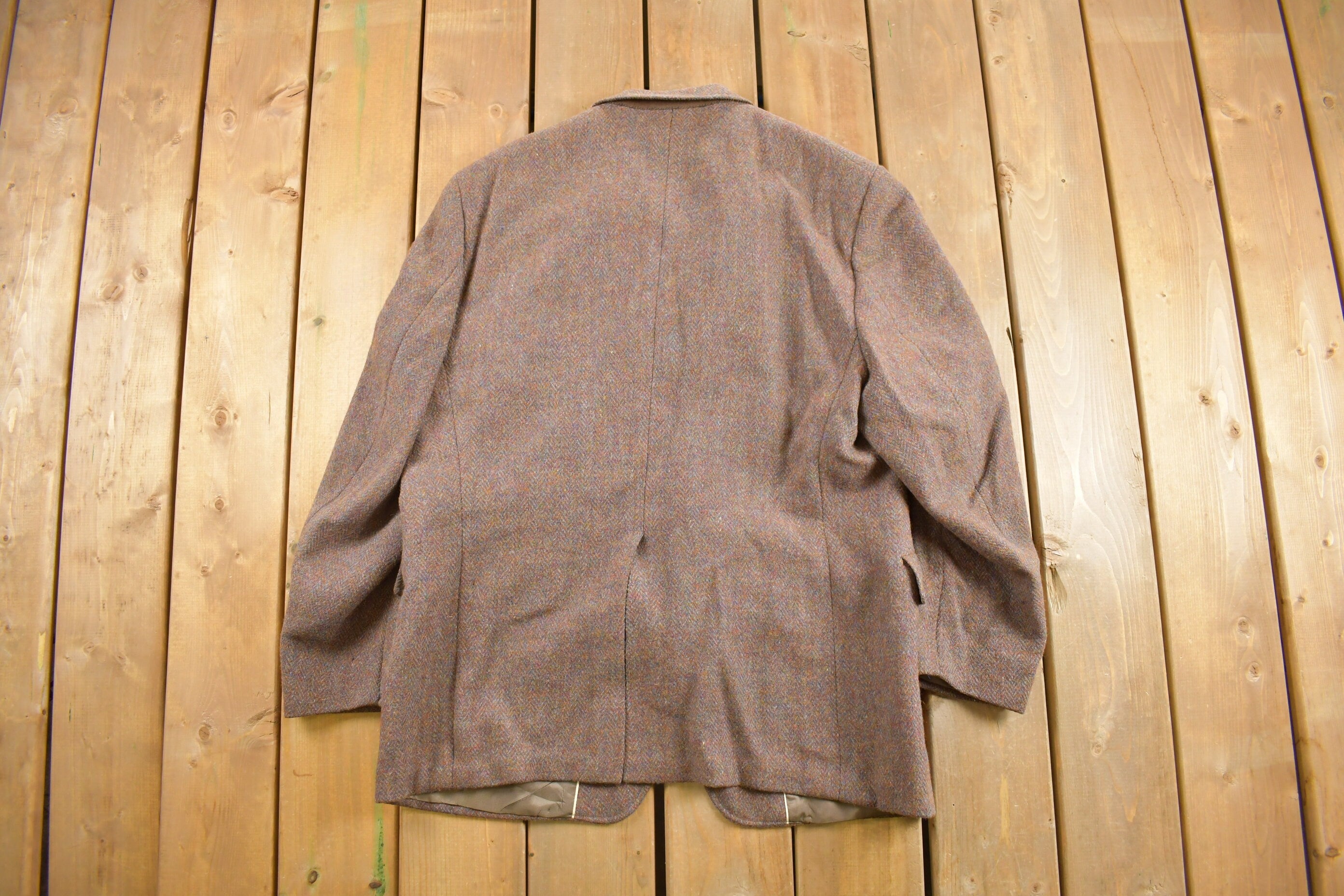Vintage 1980s Harris Tweed 100% Pure Scottish Wool Blazer Jacket