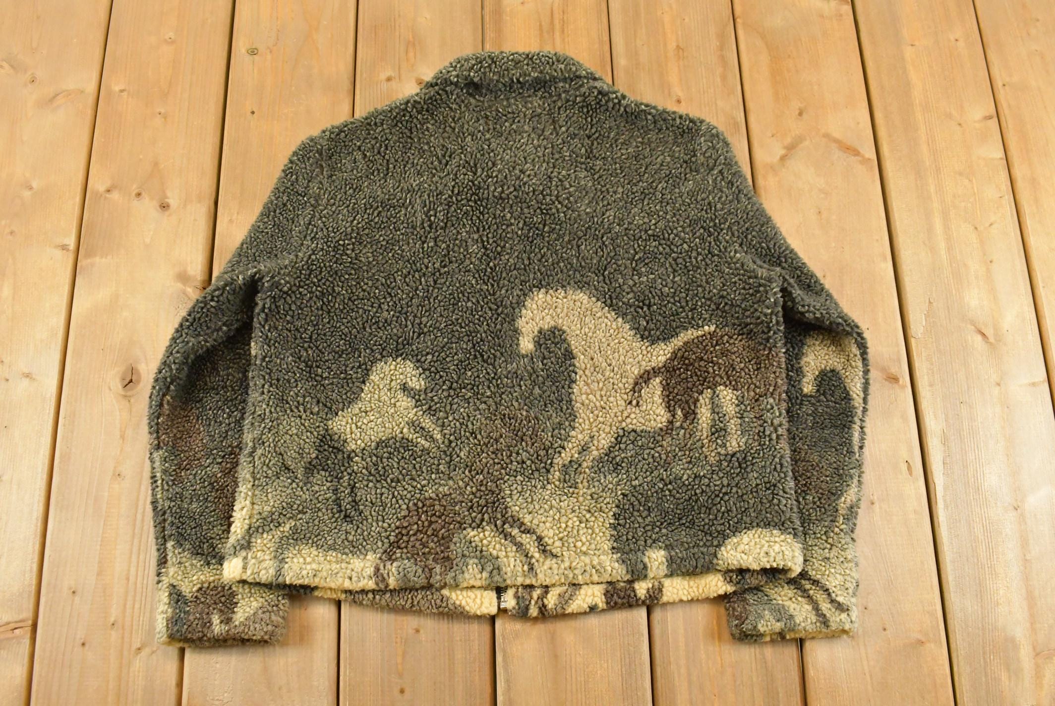 Vintage 1990s Horse Graphic All Over Print Full Zip Fleece Sweater Women's S